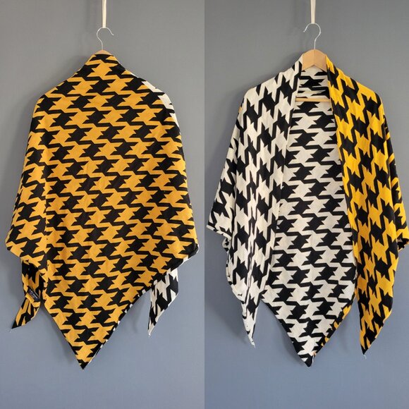 Zara Accessories - Zara - Bold Graphic Houndstooth Scarf - Yellow / White / Black
